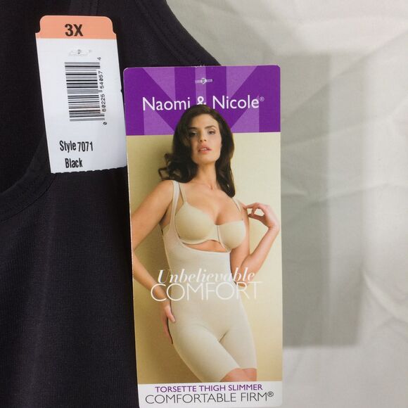 Naomi & Nicole Torsette Thigh Slimmer 7071 Black 3X NWT Shapewear Comfort Fit - Picture 6 of 6